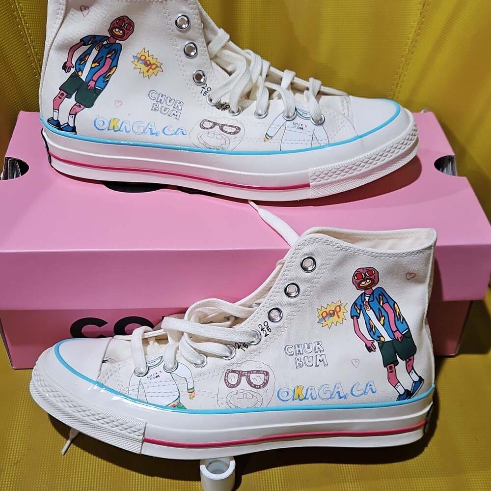 CONVERSE CHUCK TAYLOR HIGH CHERRY BOMB, TYLER THE CREATOR, MEN'S 9, AUTHENTIC